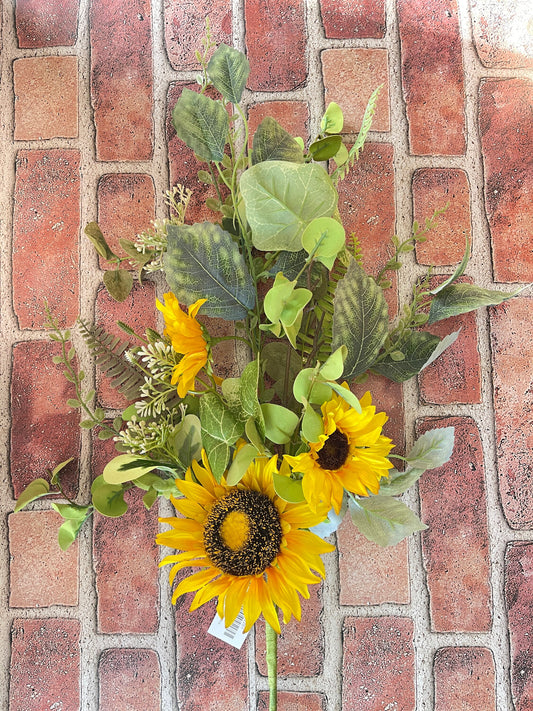 Yellow Sunflower Floral Spray, Sunflower Floral, Greenery, Floral Supplies, Wreath Greenery, Floral Greenery, Spray