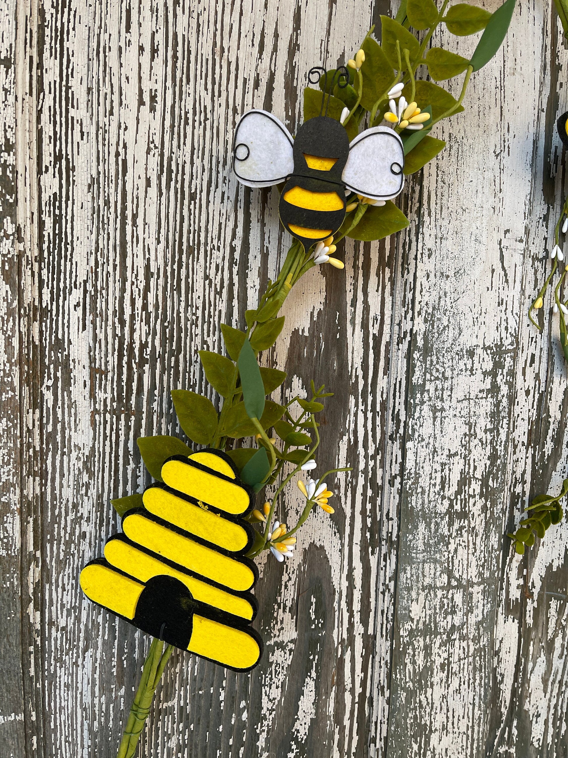 Bumble Bee Hive Leaf Garland, Leaf Spray, Greenery, Floral Supplies, Bumble Bee Decor, Wreath Embellishments, Tropical Craft Supply