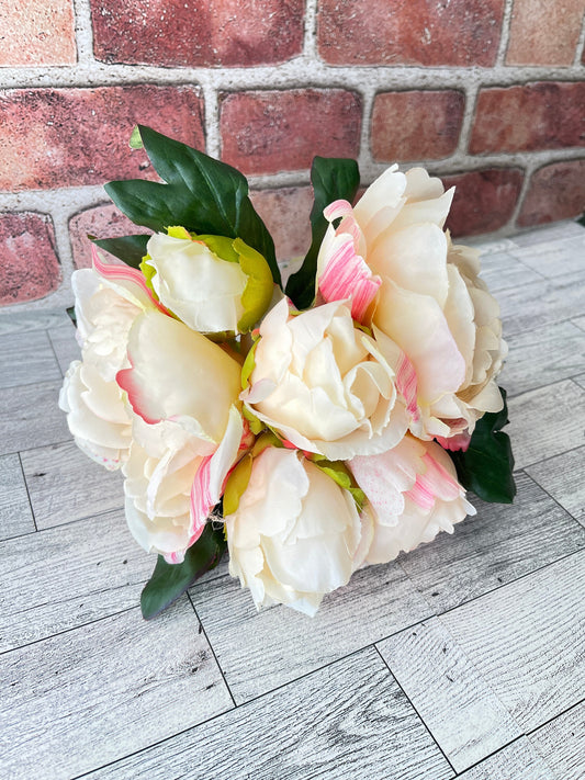 White Pink Peony Floral Bunch, Greenery, Floral Supplies, Wreath Greenery, Floral Greenery, Picks, Craft Supply, Decor