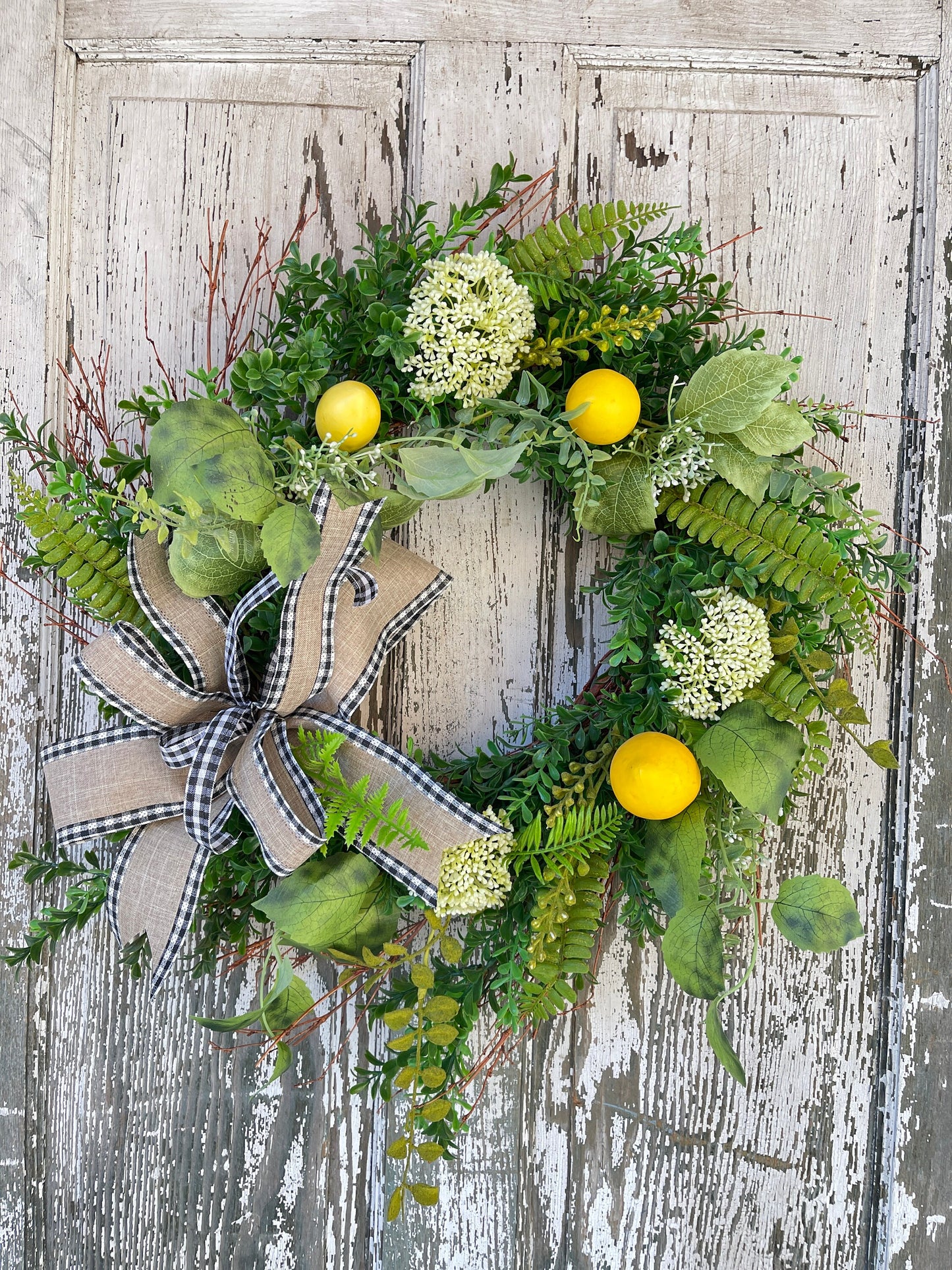 Lemon Boxwood Wreath, Spring Wreath, Kitchen Pantry Lemon Wreath, Spring Decor, Farmhouse Wreath, Summer Wreath, Shower Decor