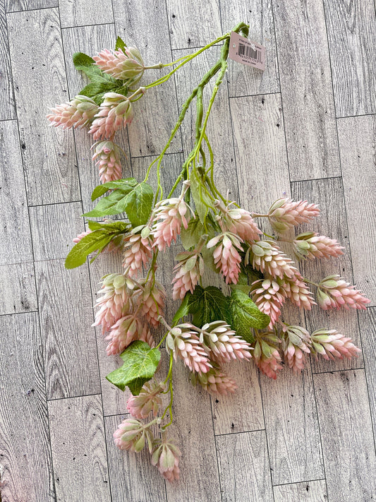 Pink and Green Hops Hanging Vine, Leaf Spray, Greenery, Floral Supplies, Minimalist Decor, Wreath Embellishments, Craft Supply