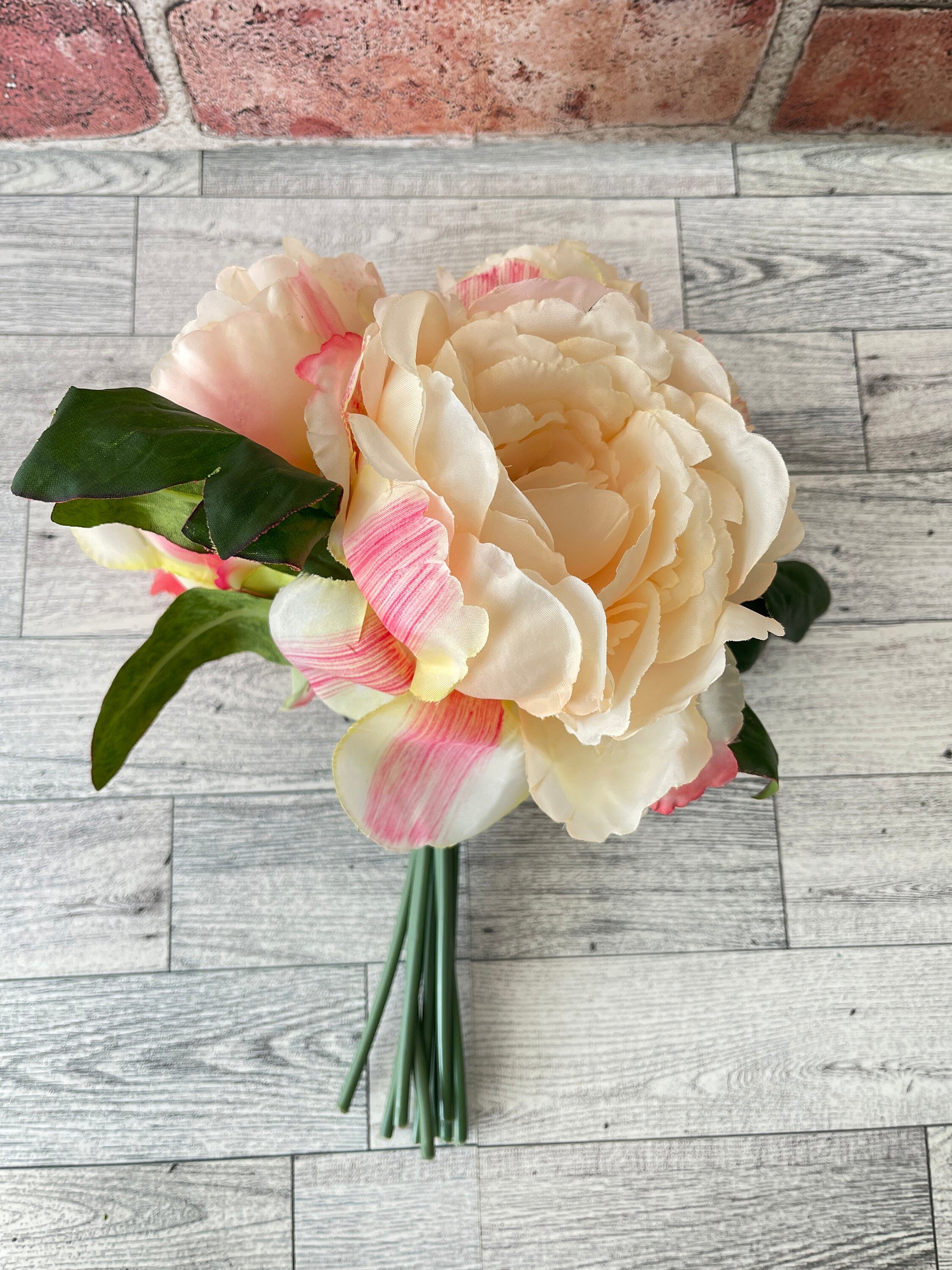 White Pink Peony Floral Bunch, Greenery, Floral Supplies, Wreath Greenery, Floral Greenery, Picks, Craft Supply, Decor