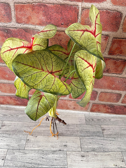 Caladium Plant, Greenery, Floral Supplies, Tropical Leaf Spray, Wreath Embellishments, Tropical Craft Supply, Artificial House Plant